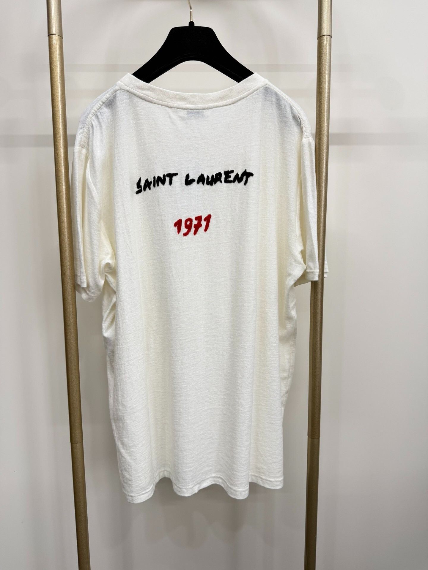 Saint Laurent Paris Saint Laurent Flocked Logo T-Shirt XXL Size US XXL / EU 58 / 5 - 1 Thumbnail