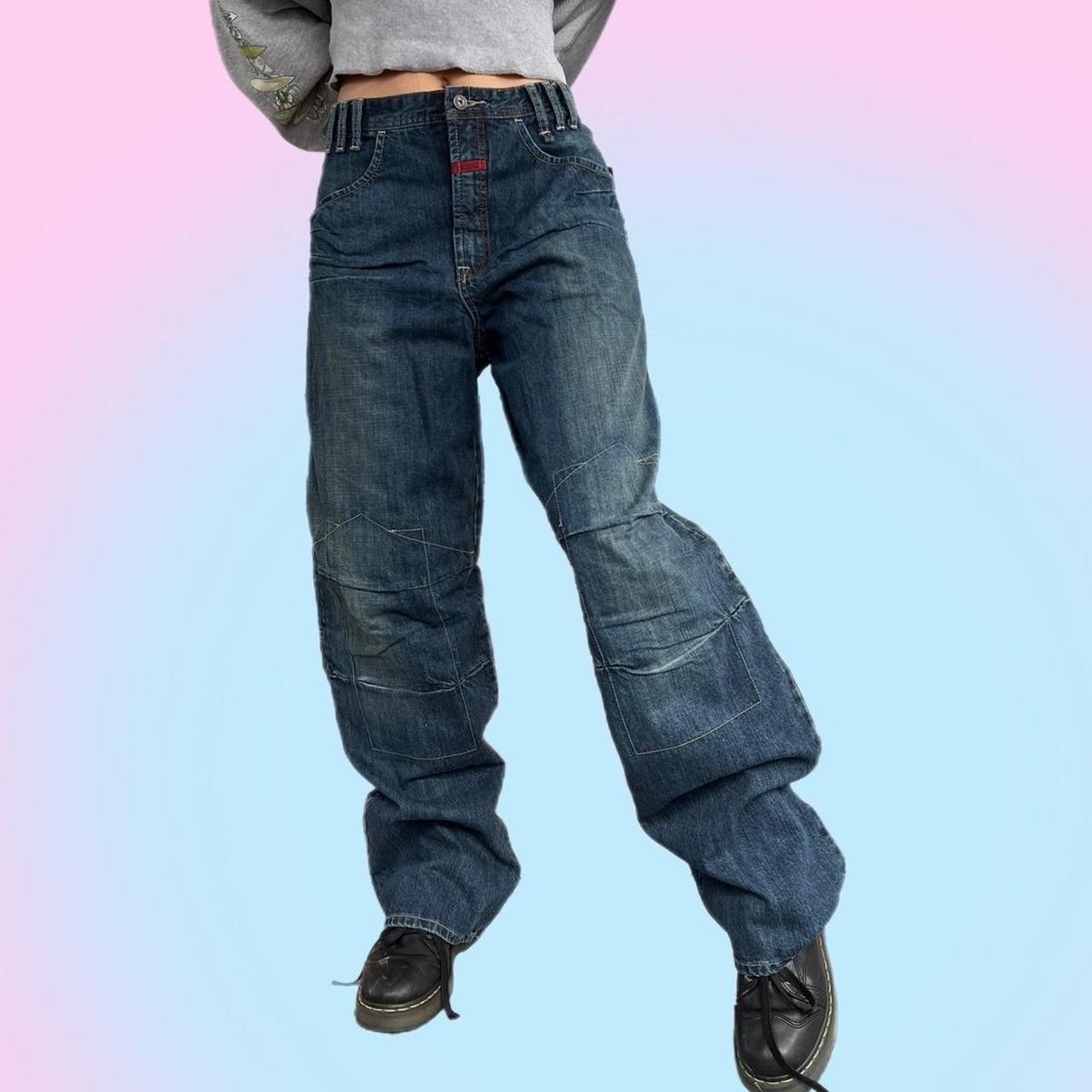 Marithe + Francois Girbaud Knee Stitch Wide Jeans Size US 34 / EU 50 - 2 Thumbnail