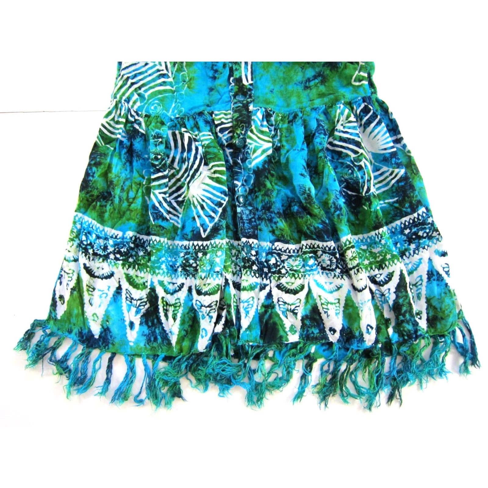 Vintage Vintage Breath! Hawaii Rayon Green Blue Tie Dye Fish Button Down Tank Dress S Size S / US 4 / IT 40 - 8 Thumbnail