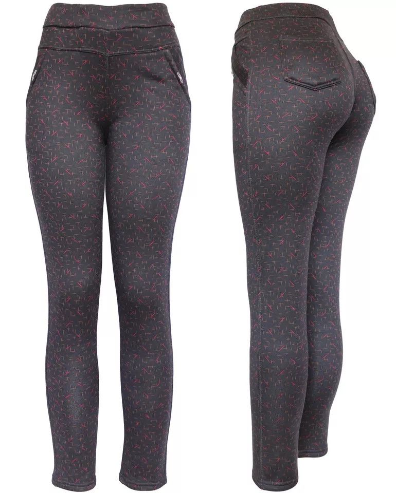 The Unbranded Brand Women's Pattern Floral Super Thick Plush Lined Winter Pants Size 26" / US 2 / IT 38 - 3 Thumbnail