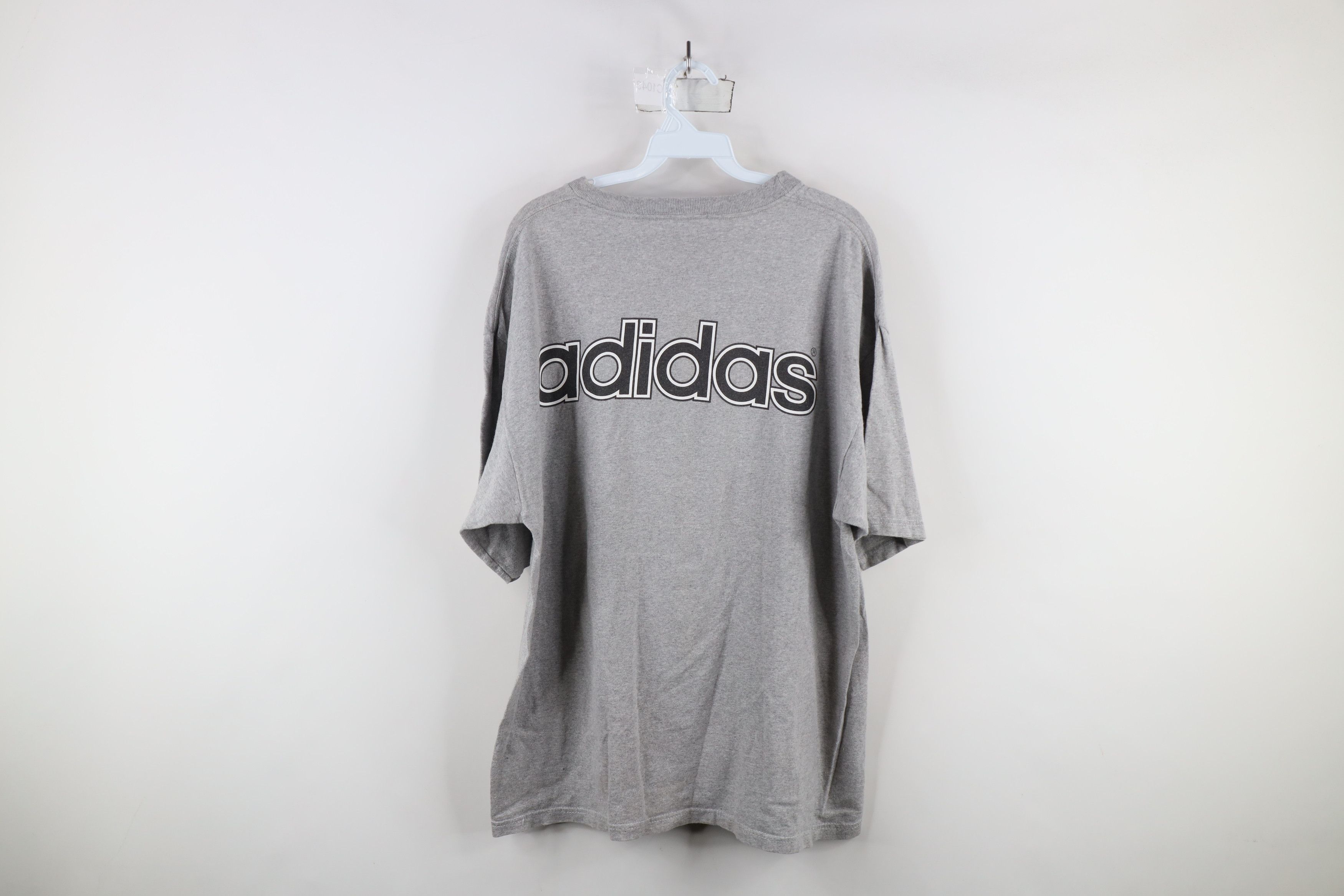 Adidas × Vintage Vintage 90s Adidas Spell Striped Trefoil T-Shirt Gray USA Size US L / EU 52-54 / 3 - 13 Thumbnail