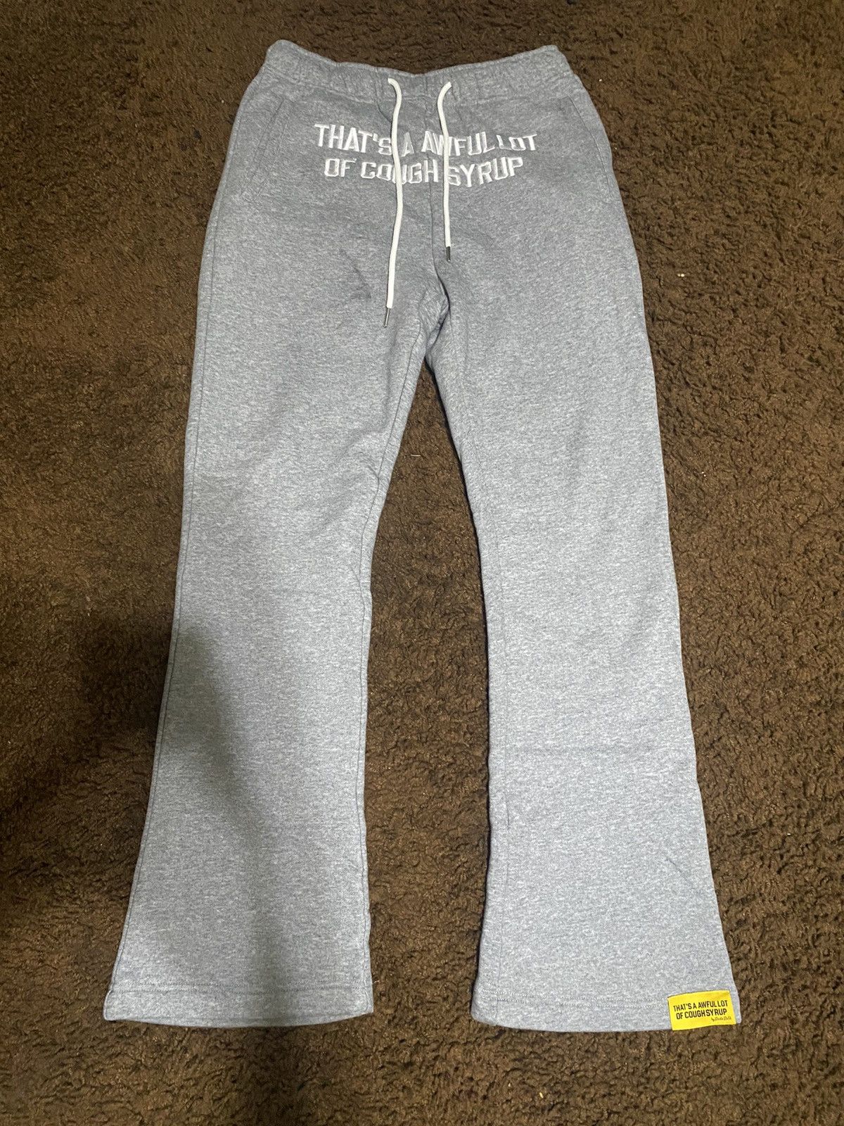 image of Awful Lot Of Cough Syrup Flare Sweats in Grey, Men's (Size 36)
