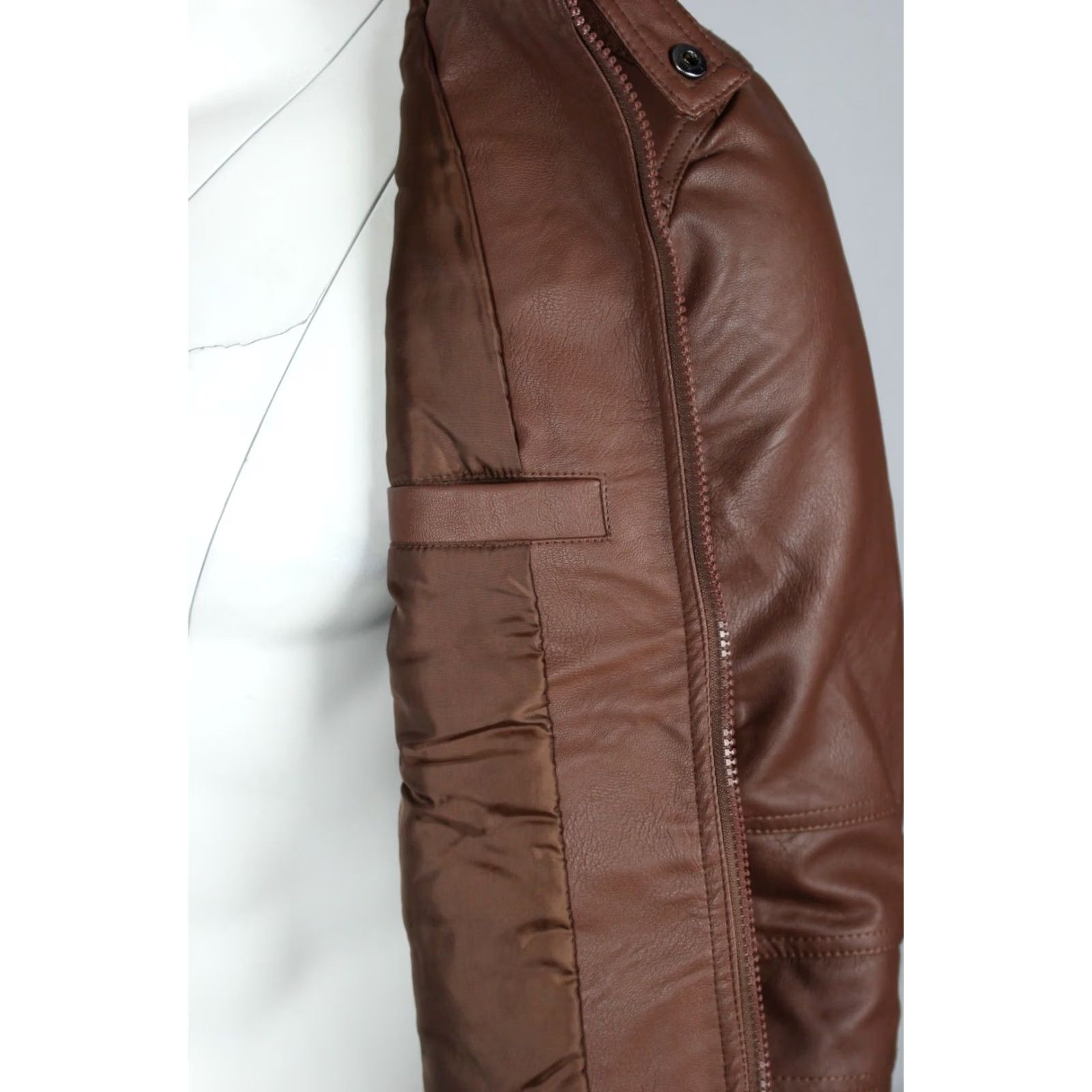 Guess GUESS Roney PU Faux Leather Jacket Hooded L Large Camel Brown Mens Jacket Size US L / EU 52-54 / 3 - 4 Thumbnail