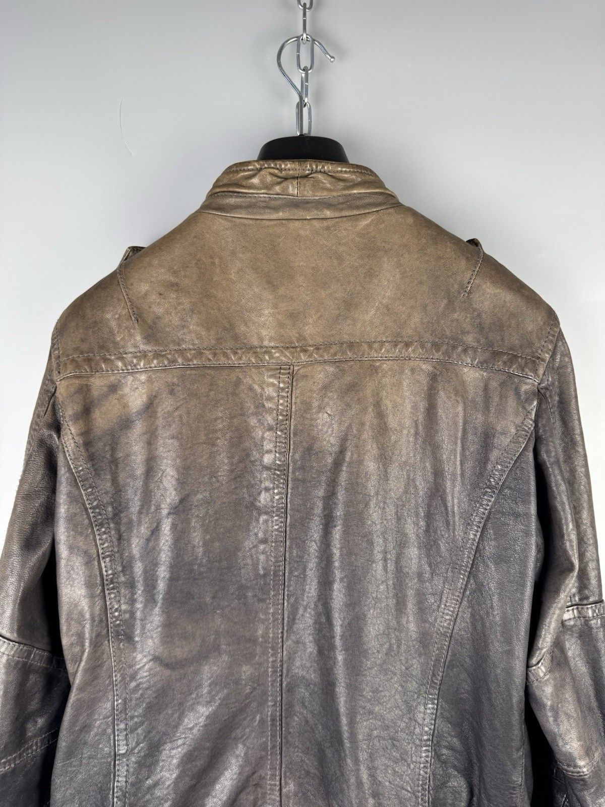 Allsaints AllSaints Post Commander Leather Biker Jacket Brown Womens Size M / US 6-8 / IT 42-44 - 12 Thumbnail