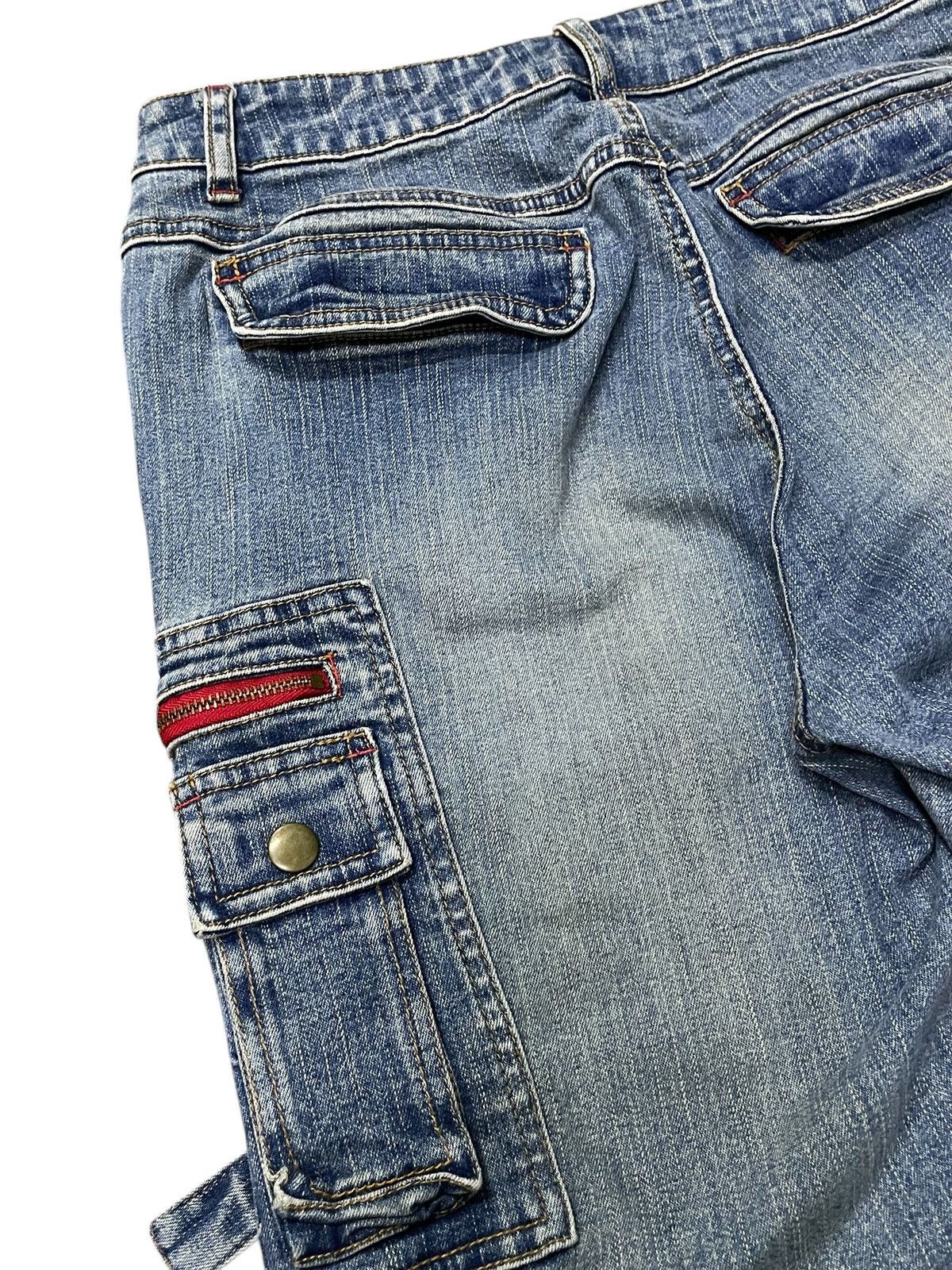 Japanese Brand × Le Grande Bleu (L.G.B.) × Tornado Mart Strech Cargo Flare Multi Pocket Jeans Size US 27 - 17 Thumbnail