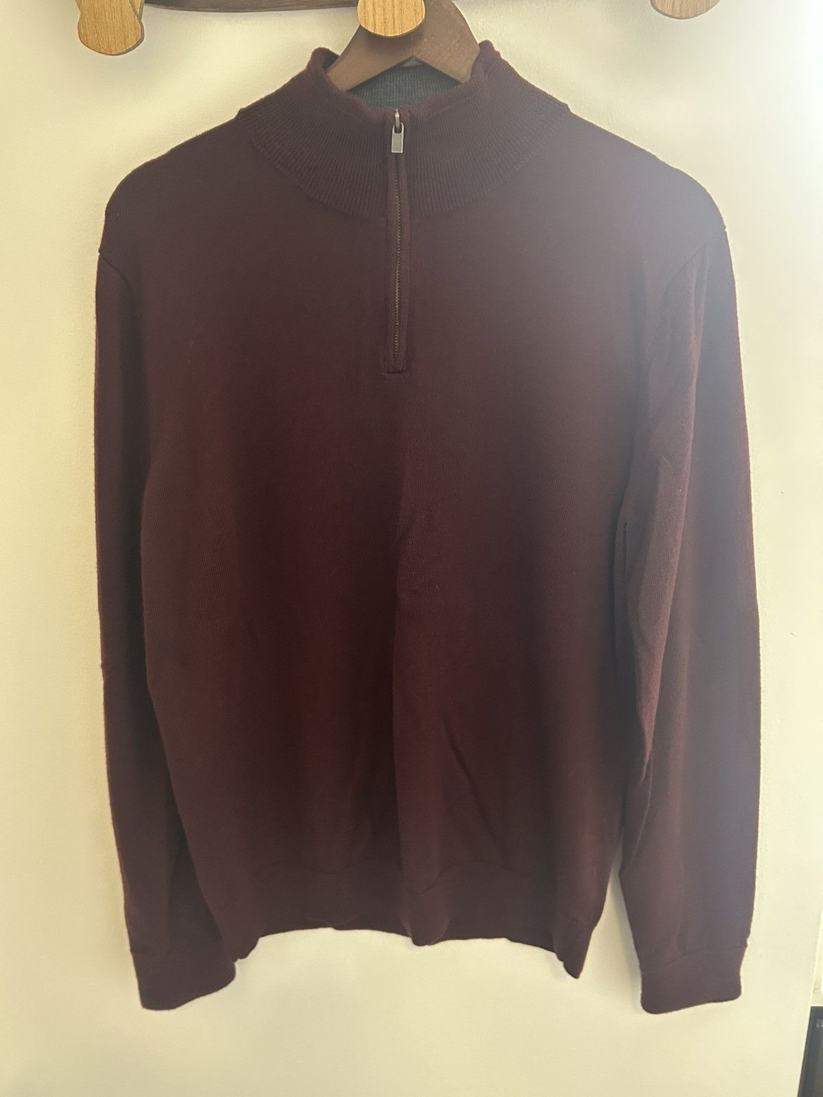 Nordstrom Nordstrom Men's 100% Merino Wool Deep Red Qrtr Zip Sweater Size US L / EU 52-54 / 3 - 2 Thumbnail