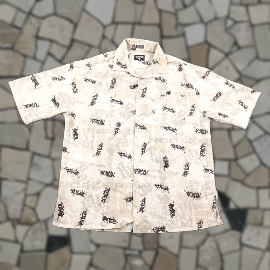 Rocawear VINTAGE Rocawear Shirt Mens Large Beige Graffiti Allover Print AOP Button Up Y2K Shirt (Button-Up) Size US L / EU 52-54 / 3 - 1 Thumbnail