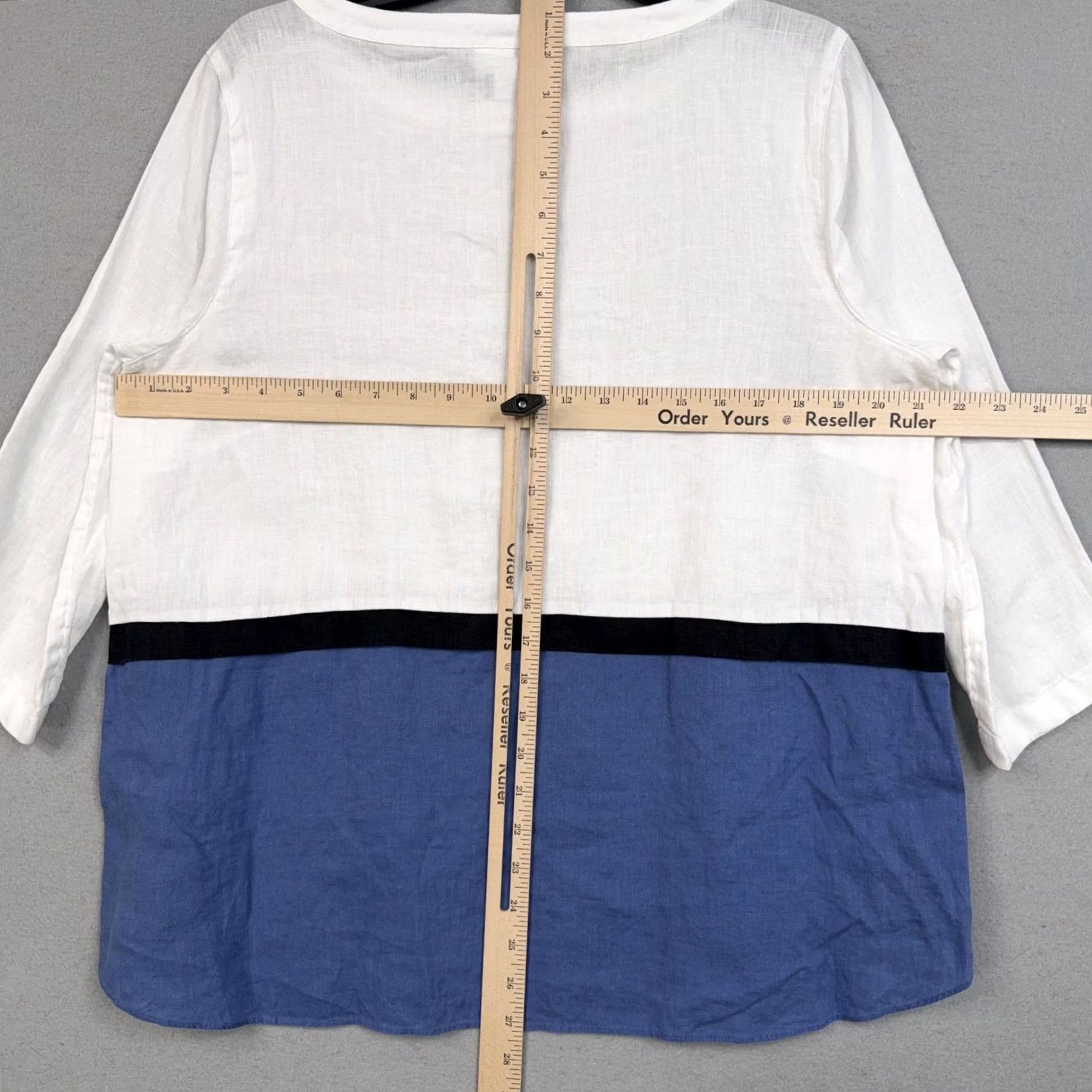 J. Jill J Jill Blouse Womens M White Blue Colorblock Linen Tunic Top Shirt Summer Size M / US 6-8 / IT 42-44 - 6 Thumbnail