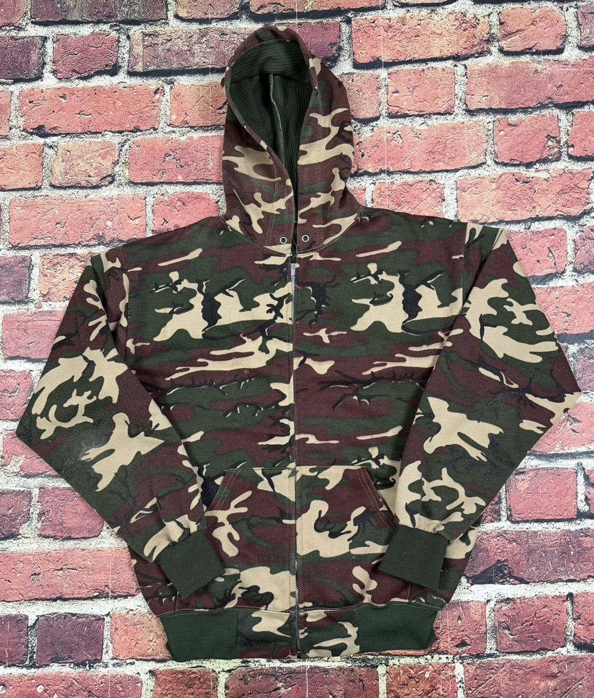 Other Vintage Camo Zip Up Hoodie Thermal Lined Sweatshirt Blank Size US L / EU 52-54 / 3 - 1 Thumbnail