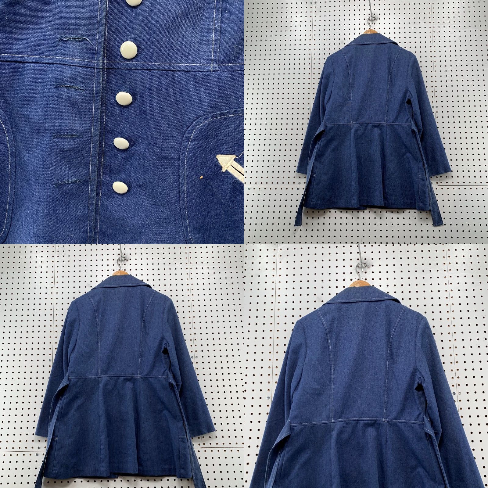 Denime VINTAGE Denim Trench Coat Womens M Belted 70s MOD Disco USA Blue Shirt Coat Mens? Size M / US 6-8 / IT 42-44 - 10 Thumbnail