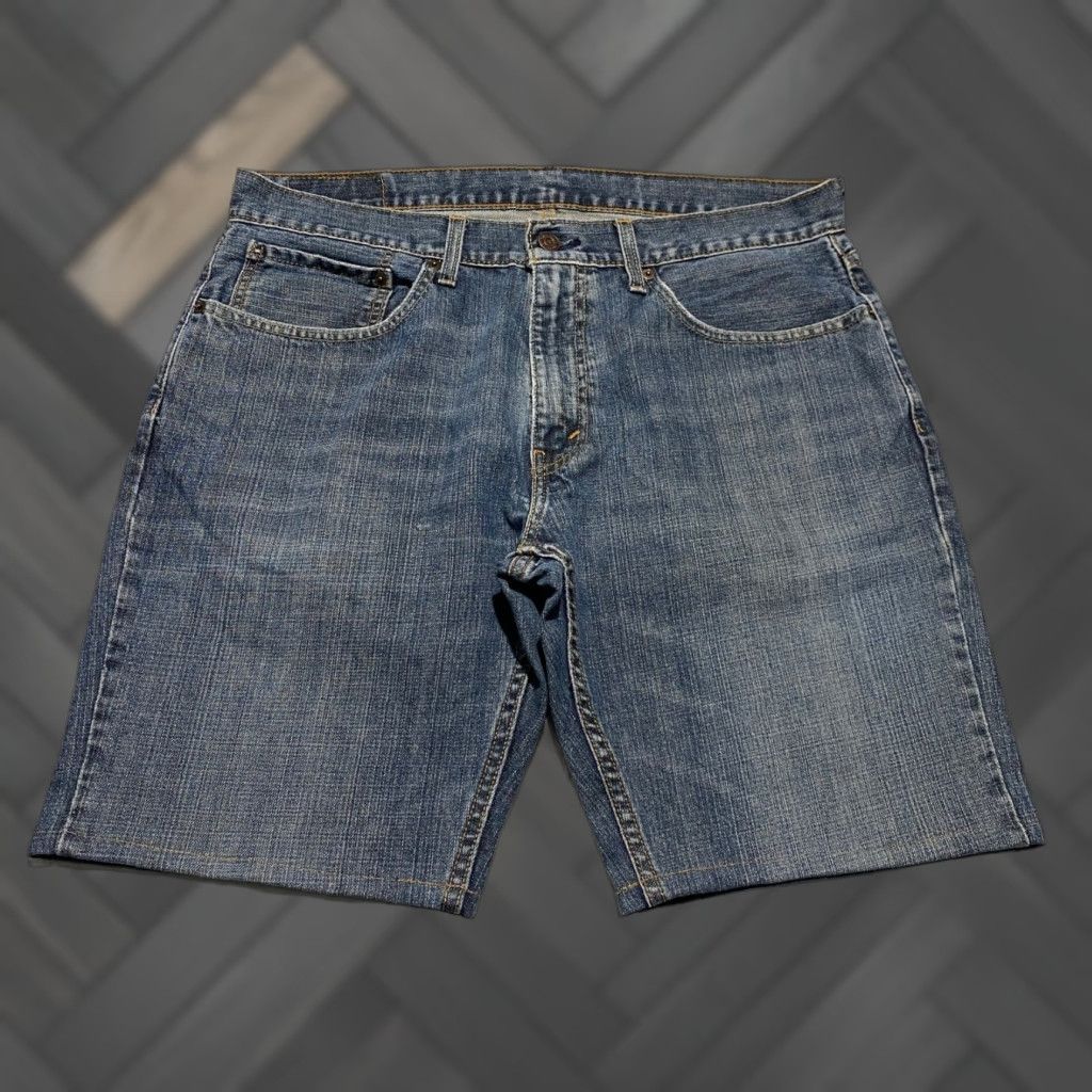 Levi's Levi's 559 Jean Shorts Men 35×10 Blue Cutoff Denim Jorts Whiskers Bermuda 5-Pocket Casual Summer Size US 35 - 1 Thumbnail