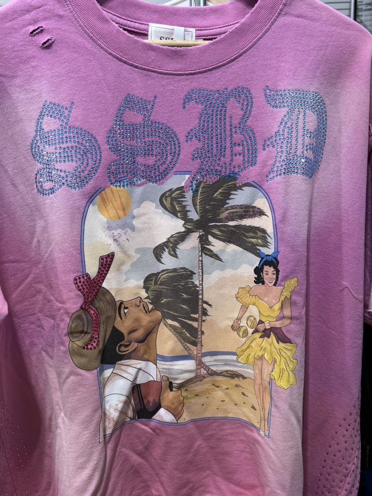 Designer SSBD Pink Distressed “PLAYA” Tee Size US XL / EU 56 / 4 - 2 Thumbnail
