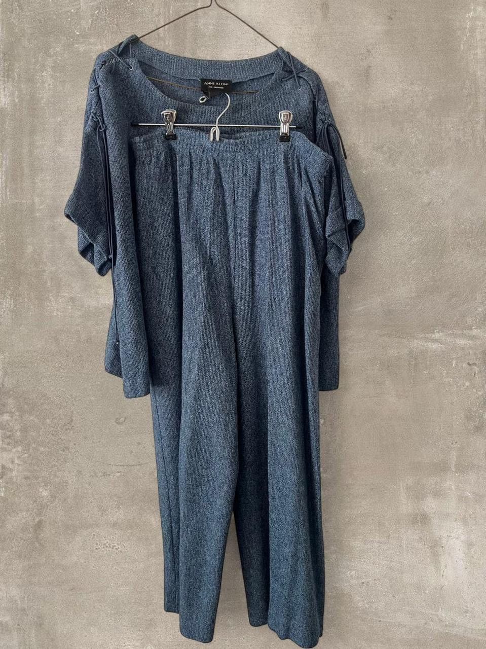 Anne Klein Anne Klein Blue Knit 4 Piece Set Cardigan Tank Top Pants set Size M / US 6-8 / IT 42-44 - 4 Thumbnail