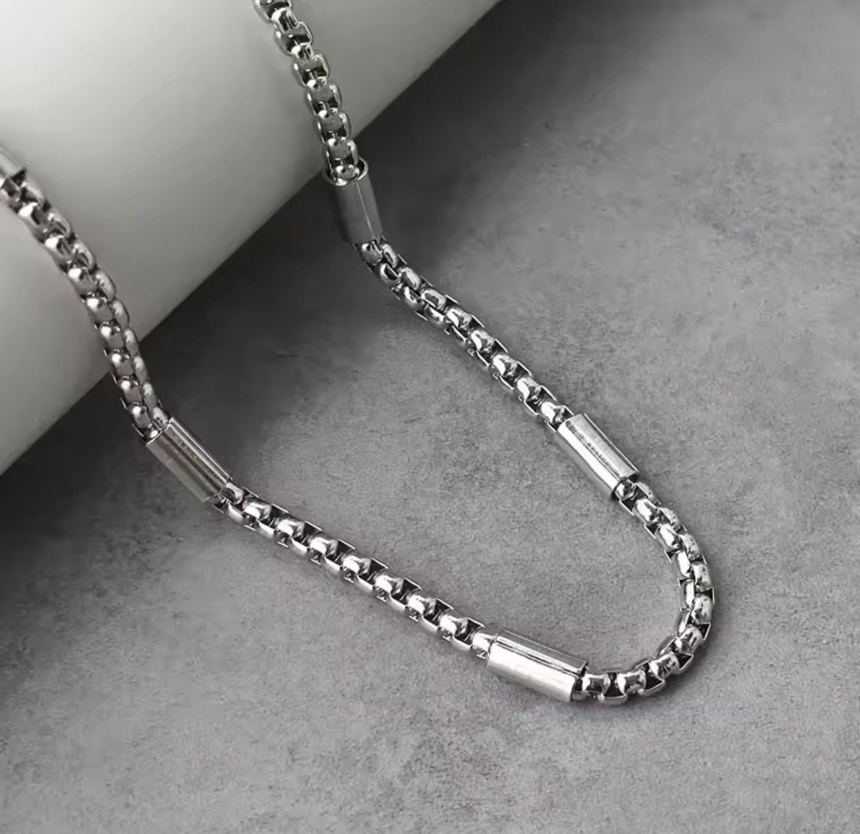 Jewelry 5mm Silver Color Round Box Chain Stainless Steel Chain Size ONE SIZE - 2 Thumbnail
