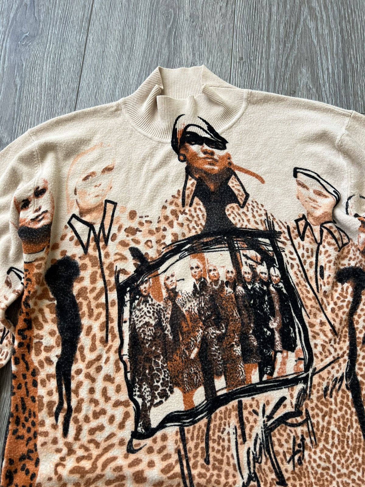 Japanese Brand Vintage XFN Leopard Graphic Print Knit Jumper JPG Style Size L / US 10 / IT 46 - 5 Thumbnail