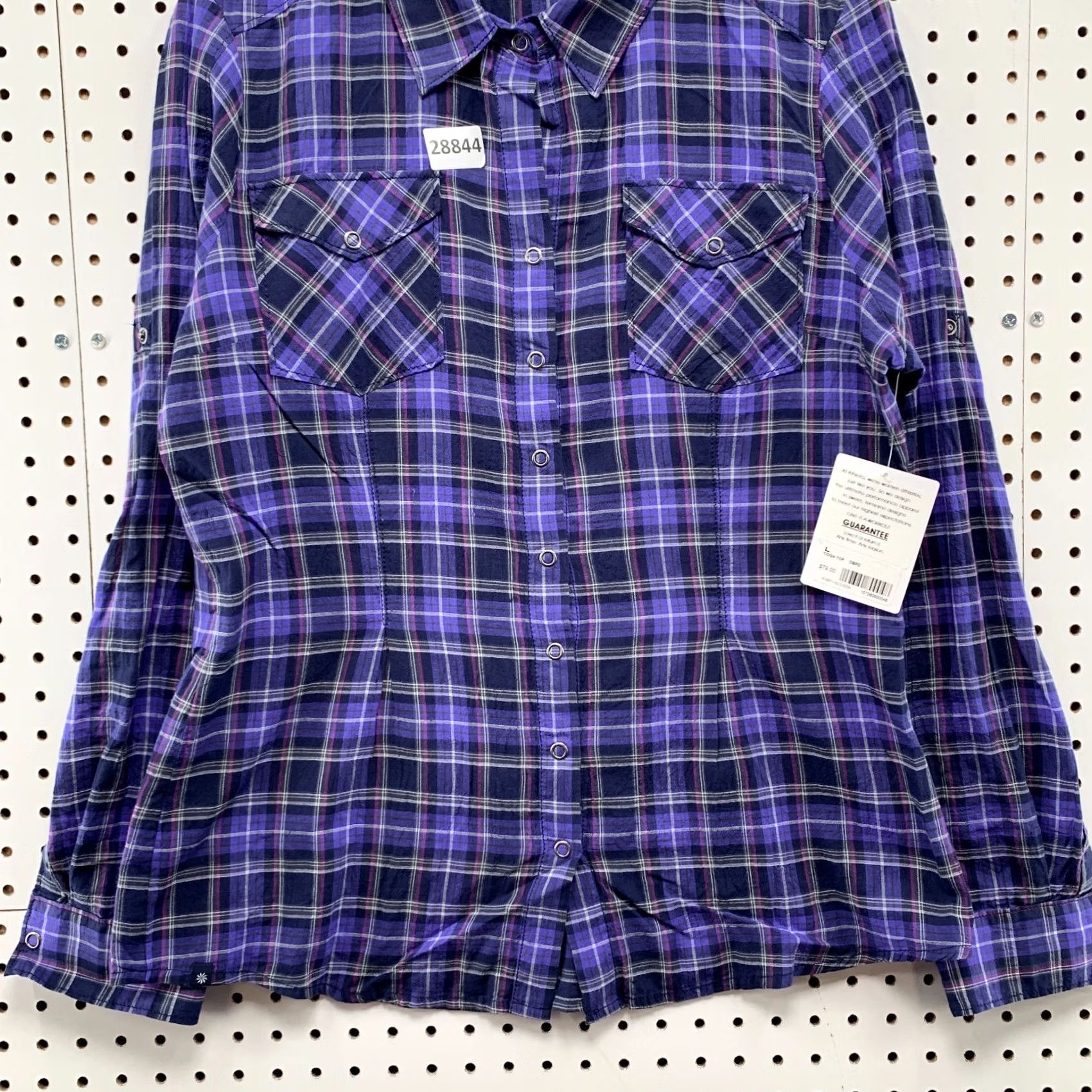 Athleta VINTAGE Athleta Button Up Shirt Womens Large Blue Purple Plaid NWT Western 22X27.5 Size L / US 10 / IT 46 - 6 Thumbnail