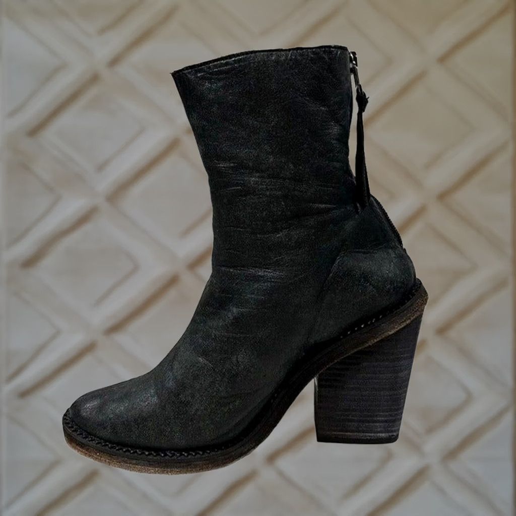 Free People Free People Marquis Suede Leather Block Heel Ankle Boot Womens 37 Black US 6.5 Size US 7 / IT 37 - 1 Thumbnail