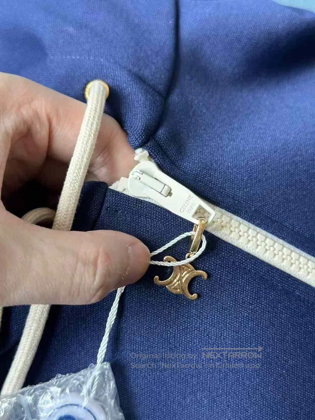 Celine CELINE Blue Hooded Cropped Jacket| Size M / US 6-8 / IT 42-44 - 5 Thumbnail