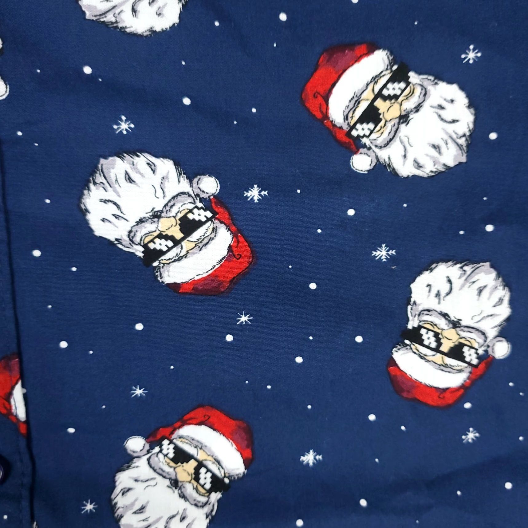 Denime VINTAGE Denim & Flower Shirt Men S Blue All Over Santa Christmas Button-Up Short Sleeve - Note: The item is not vintage per specs; avoid mislabeling. Size US S / EU 44-46 / 1 - 2 Thumbnail