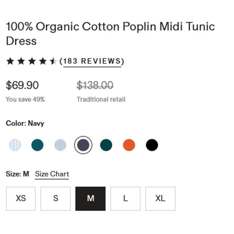 Quince Quince Organic Cotton Poplin Midi Tunic Dress Size S NWOT Size S / US 4 / IT 40 - 8 Thumbnail