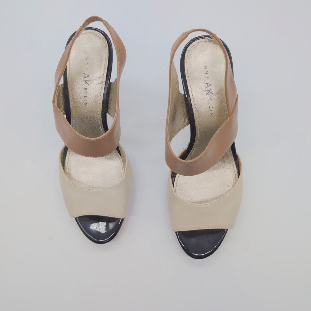 Anne Klein Anne Klein Sz 8 Tan / Cream High Heels AK7 Estacia Size US 8 / IT 38 - 3 Thumbnail