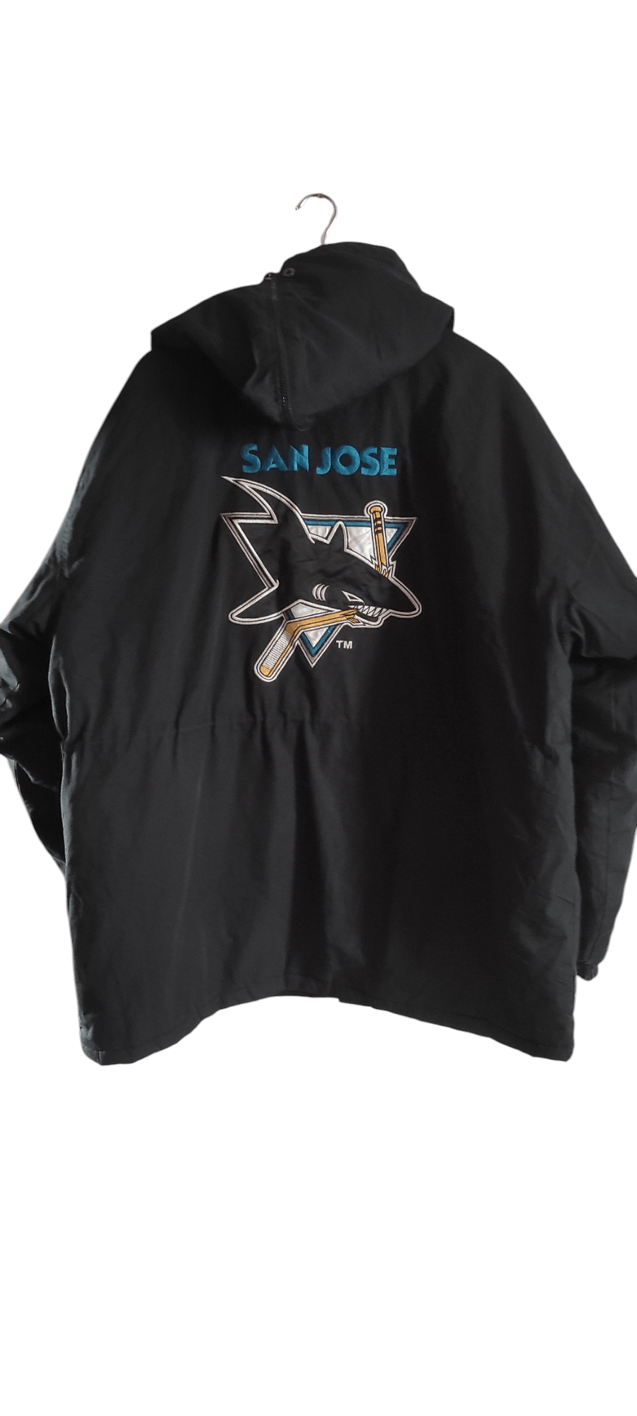 NHL × Vintage Vtg San Jose Sharks Hooded Bomber Parka Hockey Jacket Size US XL / EU 56 / 4 - 2 Thumbnail