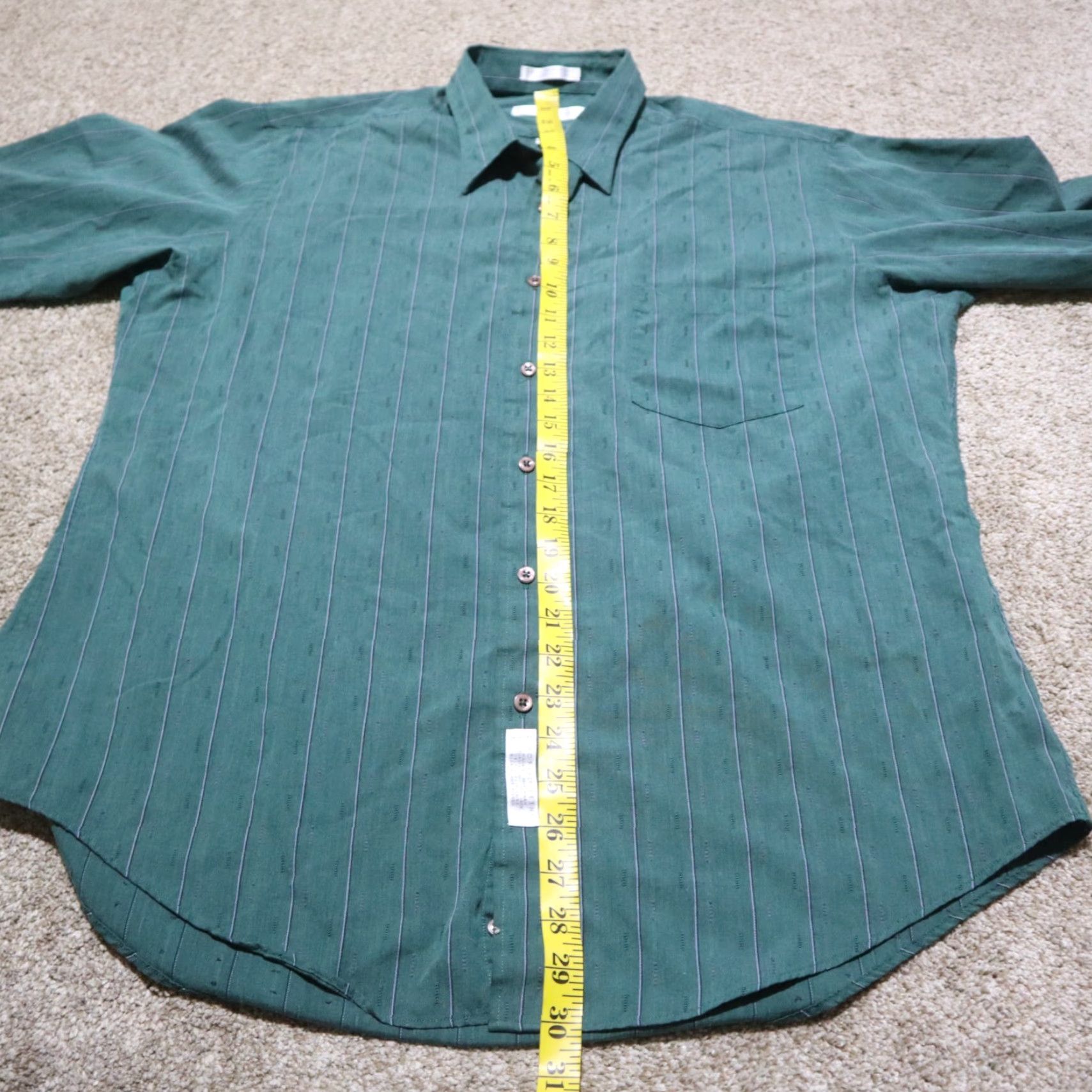 Geoffrey Beene Geoffrey Beene Shirt Men 16.5 Green Long Sleeve Button-Up Adult Regular Size 16.5 Men Green Classic Button-Up Shirt Size 46R - 6 Thumbnail