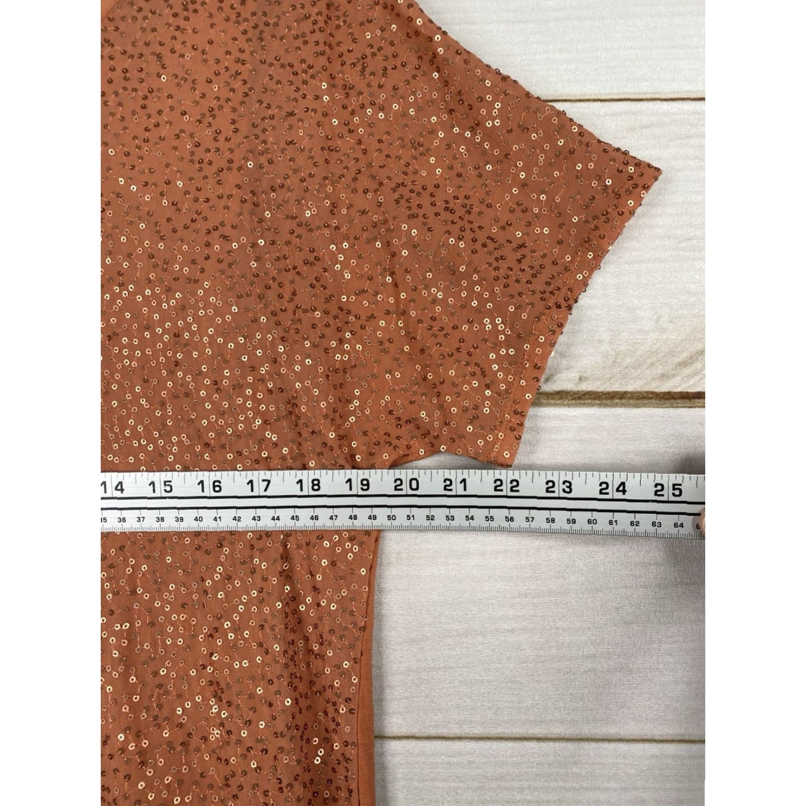Soft Surroundings Soft Surroundings Dress Shirt Dress M Orange Sequin Beaded Embroidered Short Slv V-Neck Casual Beach Vacation romantic Womens Size 32" / US 10 / IT 46 - 5 Thumbnail