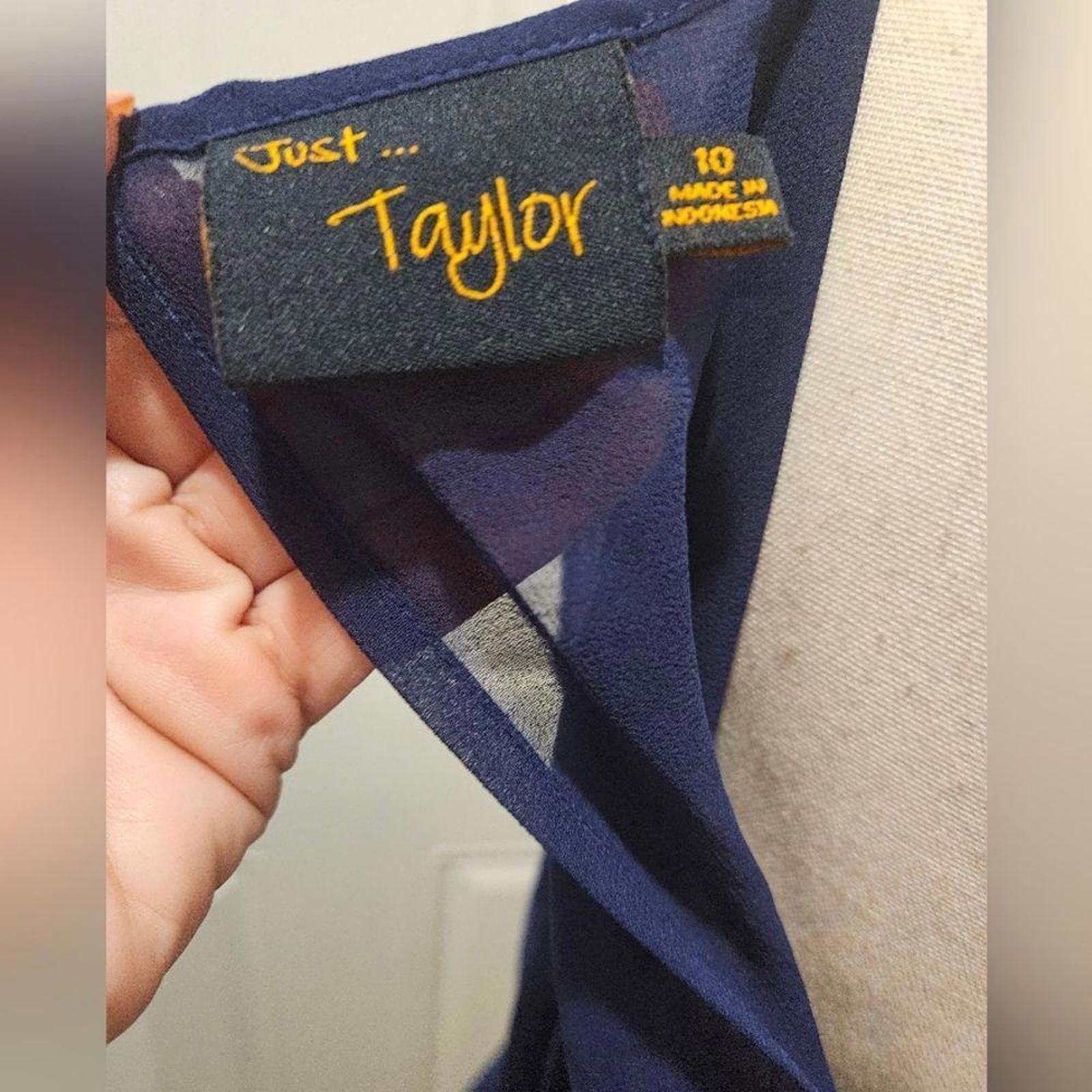 Designer Just Taylor Navy Blue Chiffon Dress Size L / US 10 / IT 46 - 3 Thumbnail
