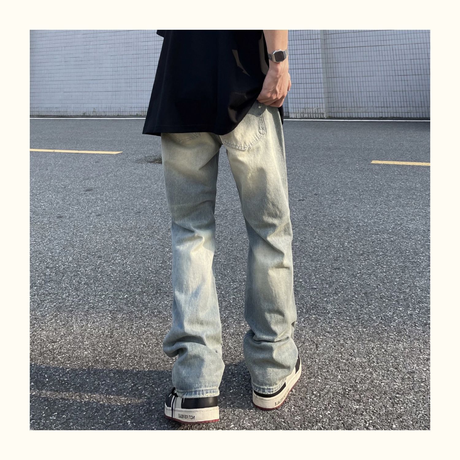 Japanese Brand Men's straight loose American slim fit ripped jeans Size US 32 / EU 48 - 2 Thumbnail