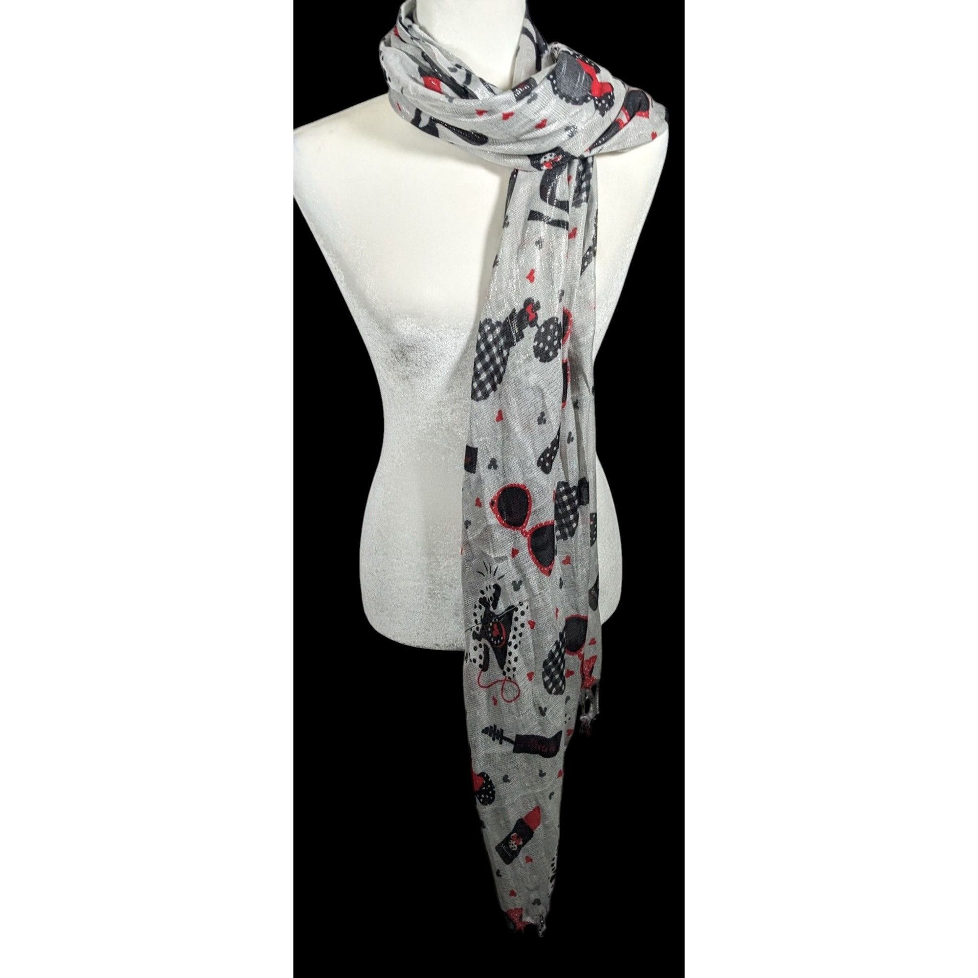 Disney Disney Parks Minnie Mouse Icons Metallic Silver Scarf Size ONE SIZE - 2 Thumbnail