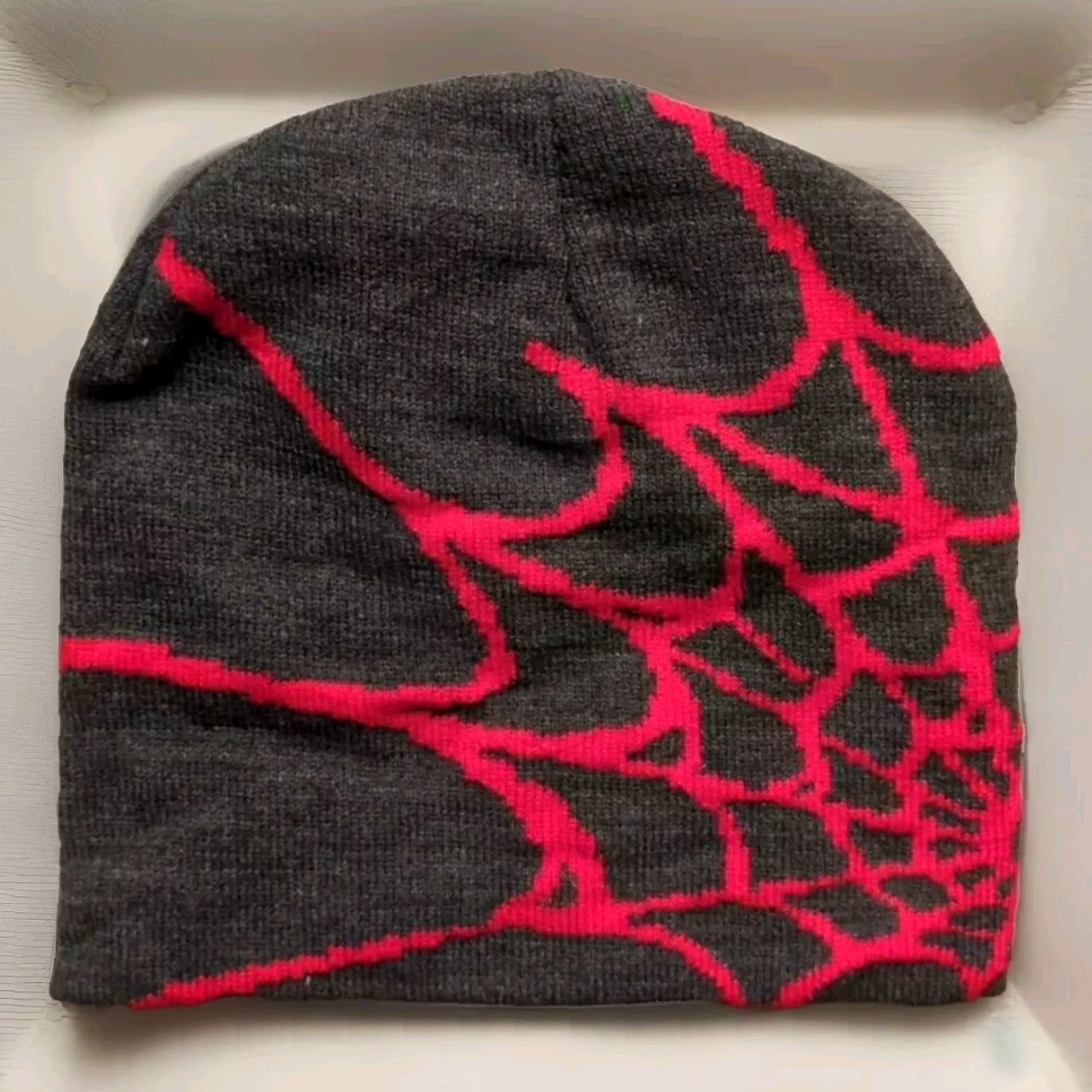 Spyder Y2K Beanie Hat Spider-Man Web Dome Cap New Hip Hop Skull Knit Gray/Red Spyder Unbranded Unisex Adults One Size Size ONE SIZE - 2 Thumbnail
