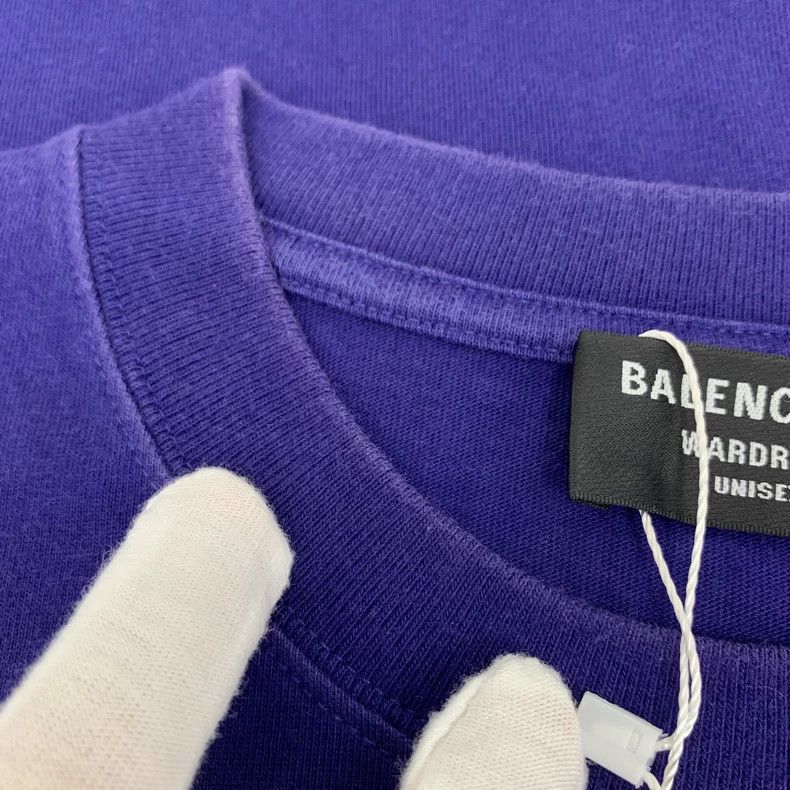 Balenciaga Balenciaga Navy logo monogrammed cotton crewneck short-sle Size US L / EU 52-54 / 3 - 8 Thumbnail