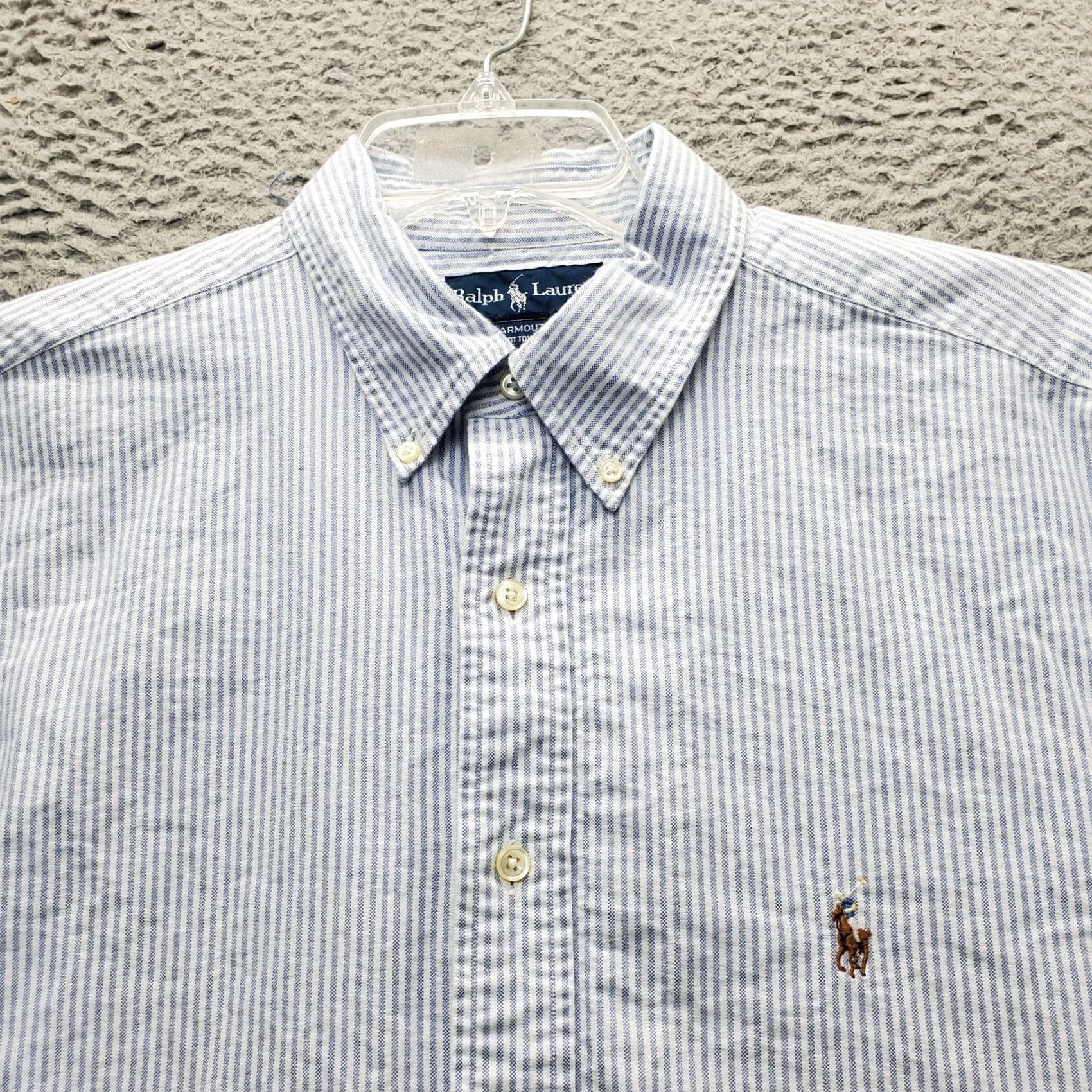 Ralph Lauren Ralph Lauren Mens Dress Shirt 17.5 Multi Striped Flesh Pony Oxford EUC Size 48R - 7 Thumbnail