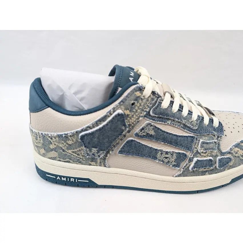 Amiri o1s1wg110325 Skel Low-Top Sneakers in Natural/Denim Size US 12 / EU 45 - 4 Thumbnail