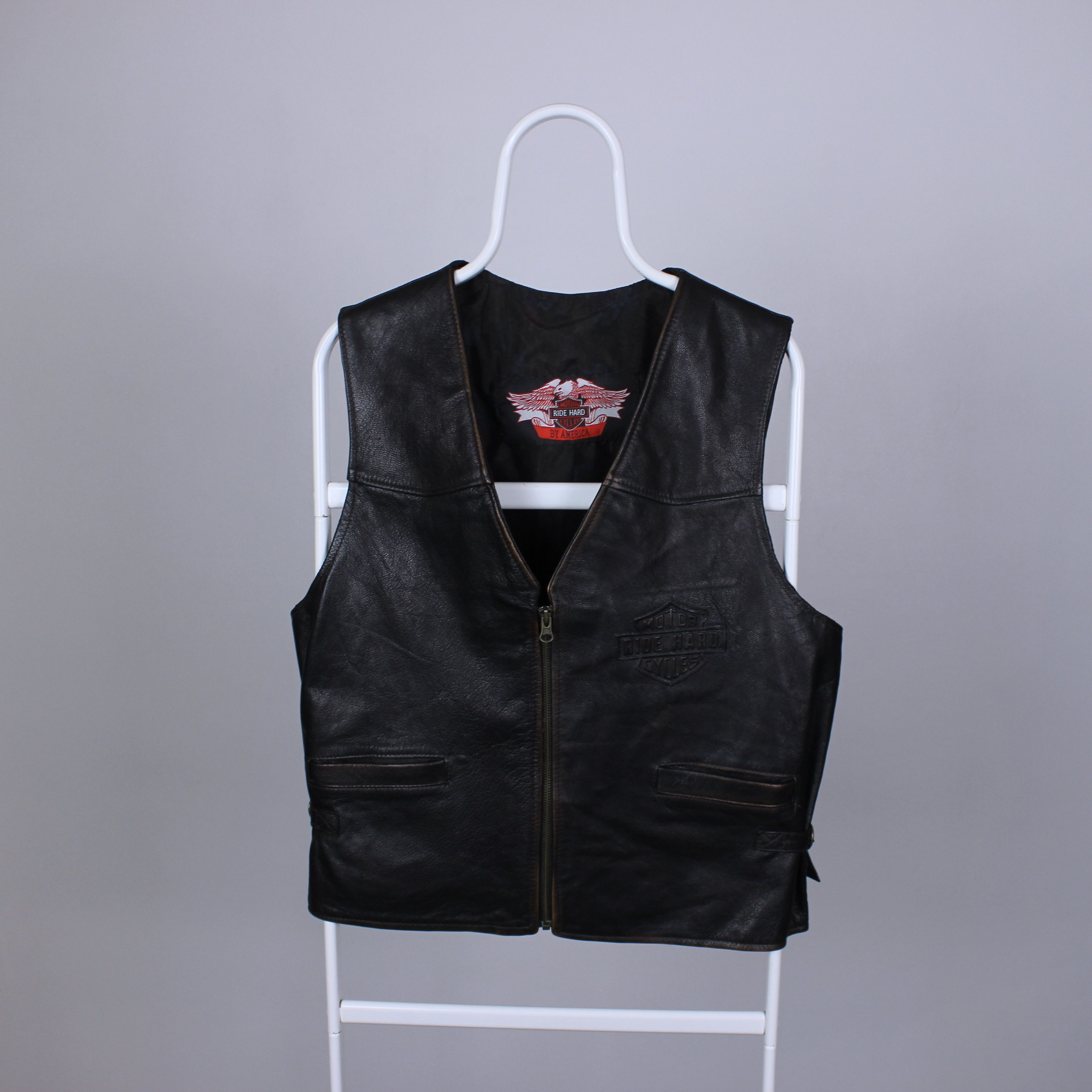 Band Tees Vintage leather vest Davidson Motor HD USA M L Size US L / EU 52-54 / 3 - 4 Thumbnail