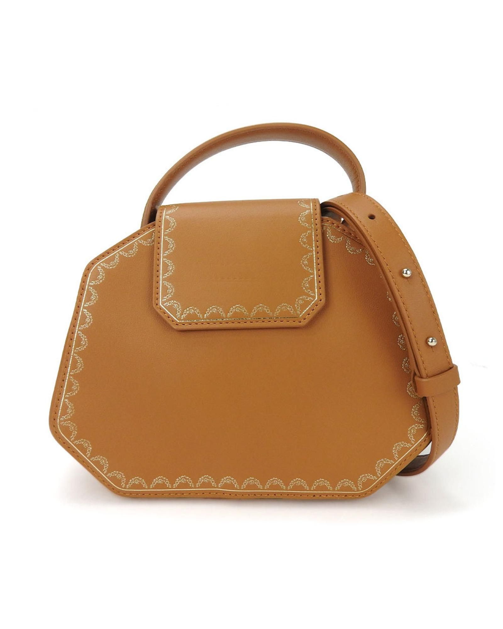 image of Cartier Luxurious Brown Leather Handbag With Magnetic Flap, Women's