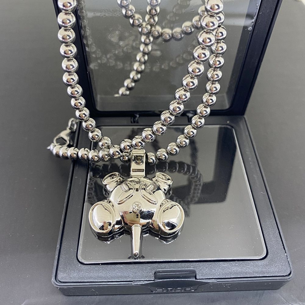 Jewelry Stainless Steel Round Bead Chain Quadangle Ball Necklace Size ONE SIZE - 7 Thumbnail