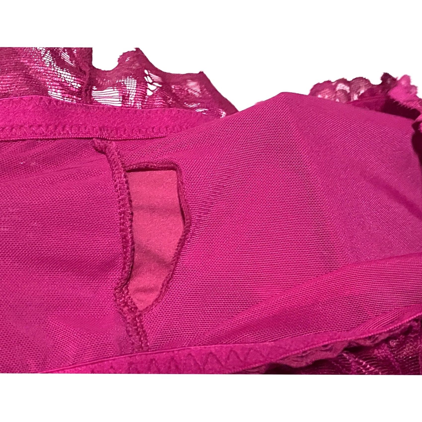 Vintage Maurices Fuchsia Pink Lace Bralette 3XL Racerback NWT Bra Womens Size ONE SIZE - 6 Thumbnail