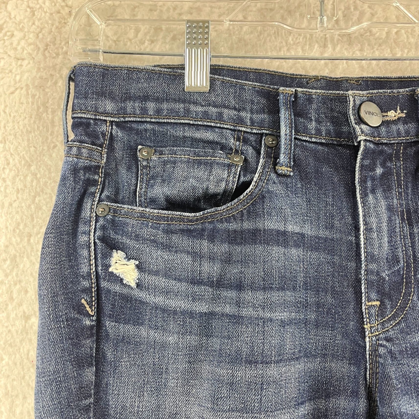 Vince Vince Jeans Womens 25 Blue Denim Mid-Rise Relaxed Rolled 5-Pocket City USA Bohemian Skinny Denim Jeans Women Size 42" / US 20 - 4 Thumbnail