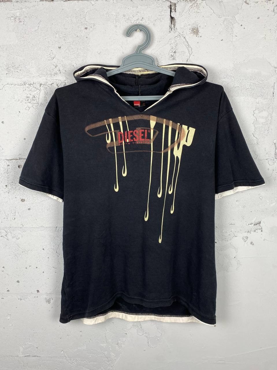 Diesel × Vintage Vintage Y2K Diesel Printed Back Hooded T-Shirt Size US XL / EU 56 / 4 - 3 Thumbnail