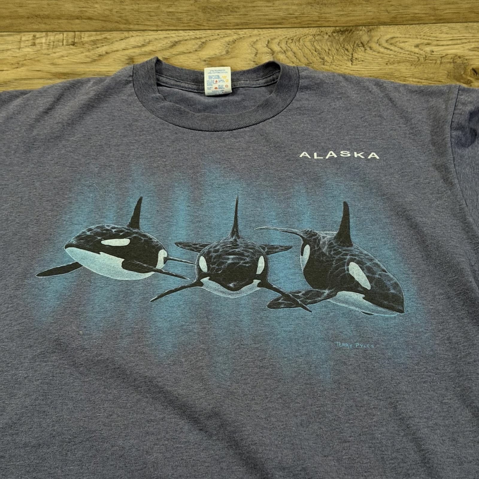 Jerzees Vintage 90s Orca Killer Whales Alaska Art Nature Shirt Size US XL / EU 56 / 4 - 2 Thumbnail