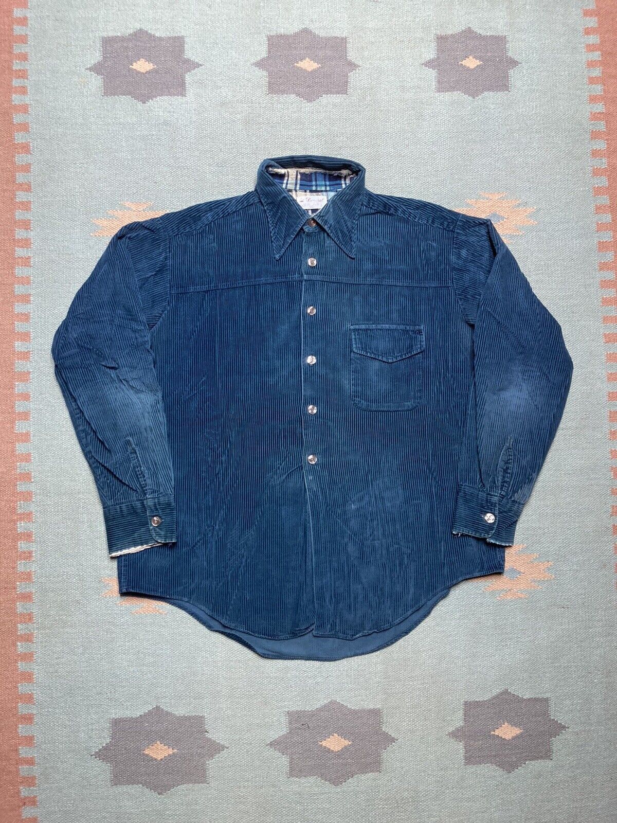 Vintage VTG 60s wide wale corduroy button shirt donegal navy blue XL Size US XL / EU 56 / 4 - 1 Thumbnail