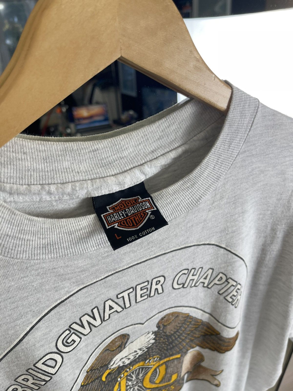 Harley Davidson Vintage 90s Harley Davidson Bridgwater Hanes Beefy Tee USA Size US L / EU 52-54 / 3 - 3 Thumbnail
