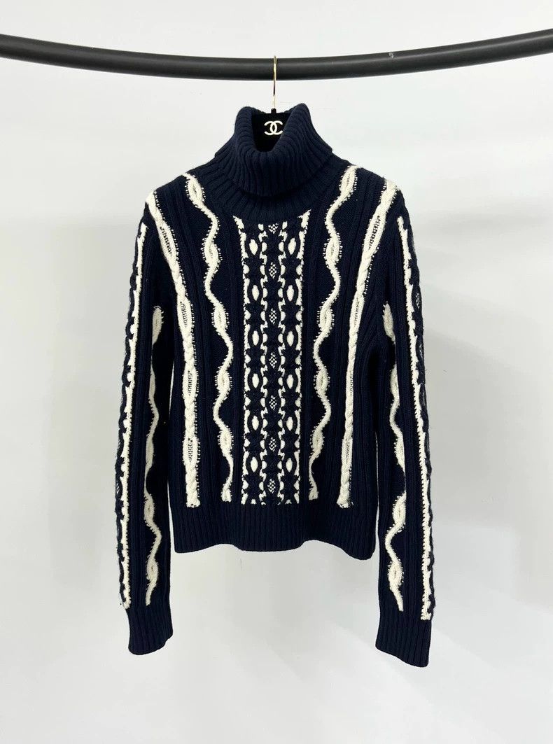 Chanel Chanel German Hamburg series turtleneck striped sweater Size M / US 6-8 / IT 42-44 - 1 Thumbnail