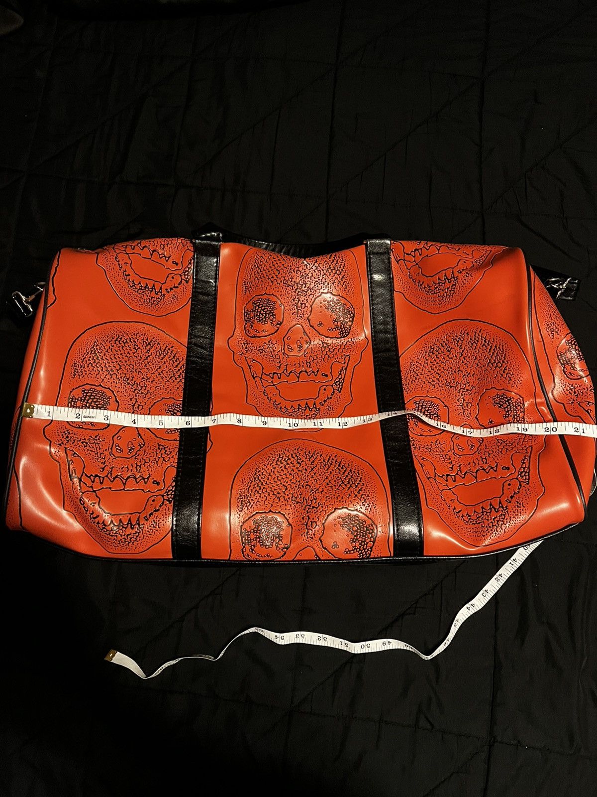 Other Orange/Black Skull Leather Duffel Bag Size ONE SIZE - 5 Thumbnail