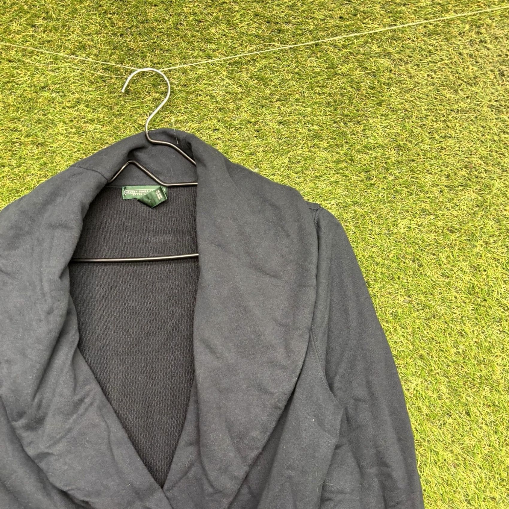 Ralph Lauren VINTAGE Lauren Jeans Co Jacket Blazer Womens Small Black Buckle Front Shawl Collar LRL Buckle Button Short Sleeve Regular Fit Mens Womens Girls Size 28" / US 6 / IT 42 - 2 Thumbnail