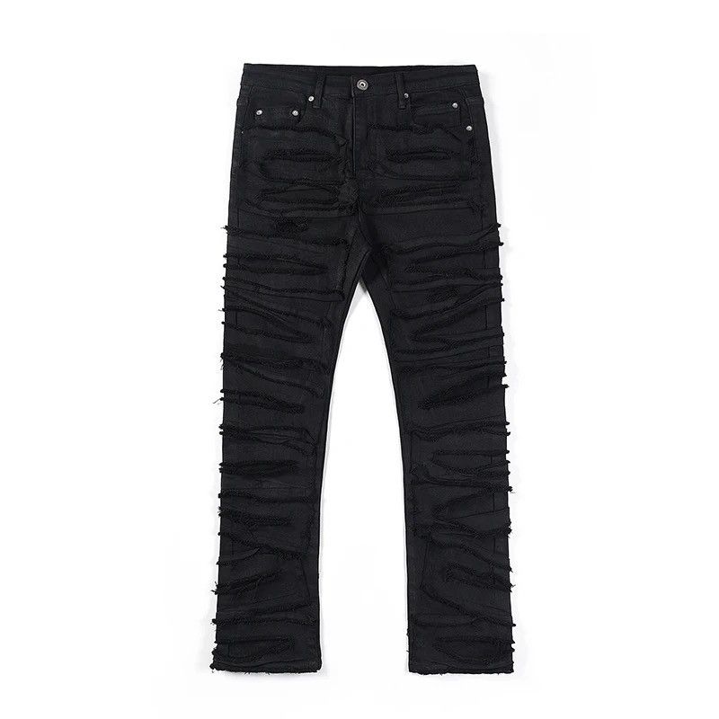 image of Distressed Denim Black Trousers Vibe Style Casual Jean Pant, Men's (Size 34)