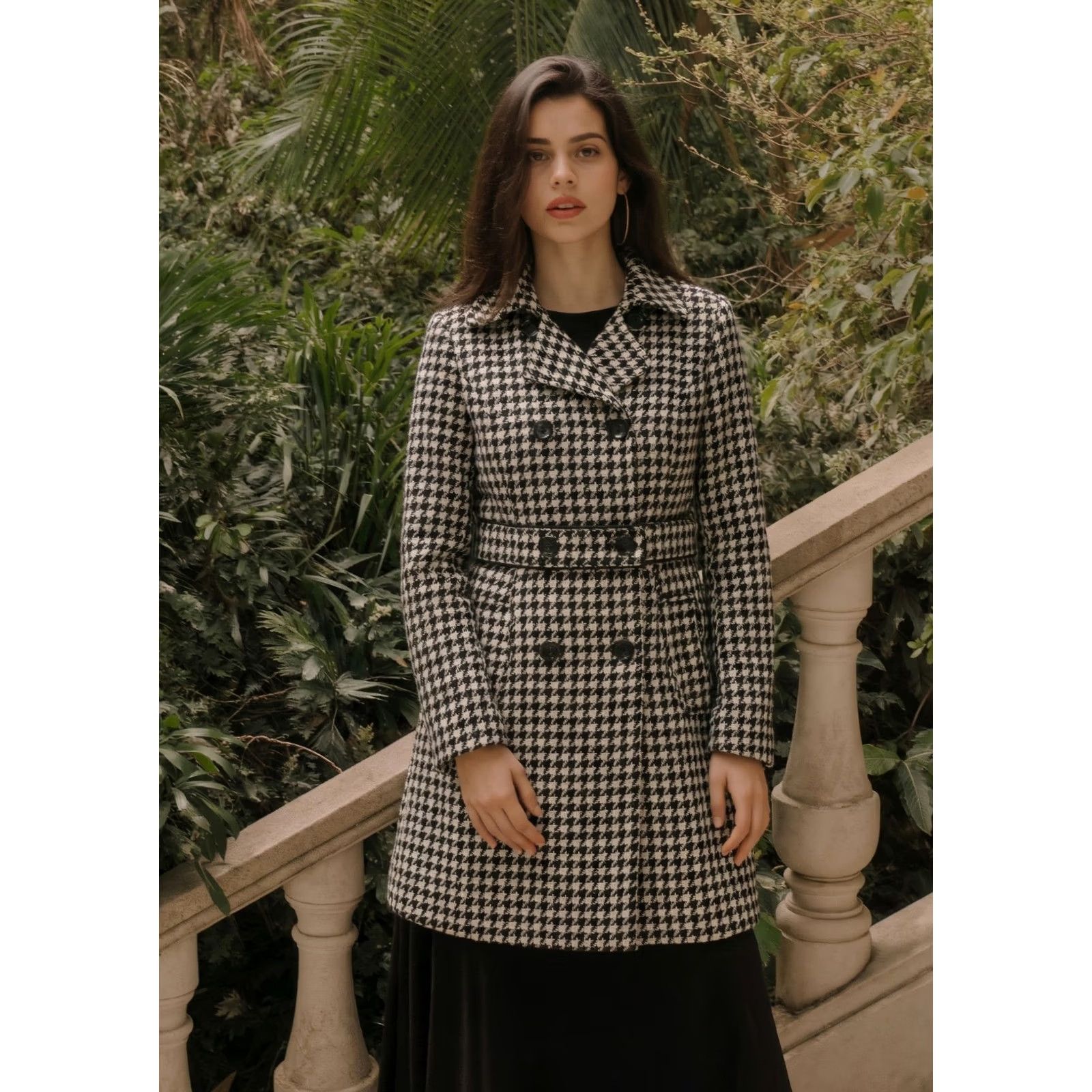 Vintage VINTAGE Paris Blue Houndstooth Wool Blend Coat Womens Medium Pea Coat (Wool) Blue Mens? Size M / US 6-8 / IT 42-44 - 2 Thumbnail