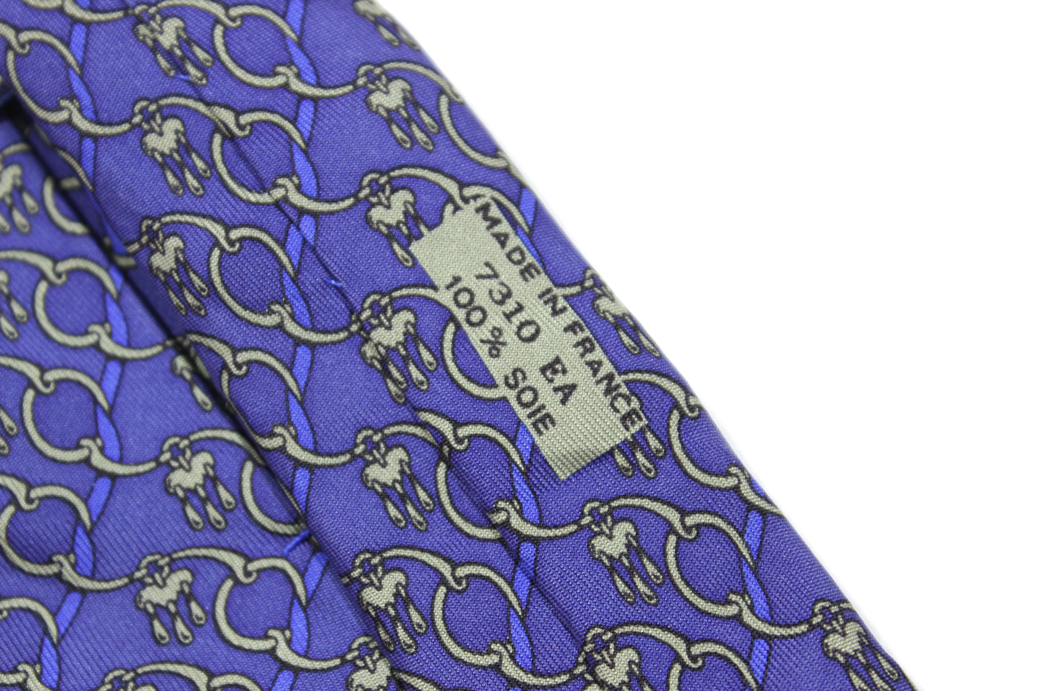 Hermes Chain Link Printed Silk Tie Vintage 7310 EA Size ONE SIZE - 6 Thumbnail